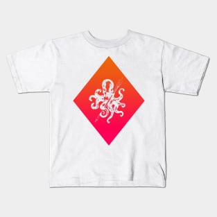 Pink and Orange Diamond Octopus Kids T-Shirt